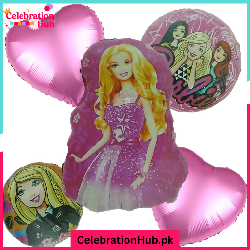 Barbie Foil Balloon Set – 5 Pieces - Perfect for Birthday Parties & Celebrations