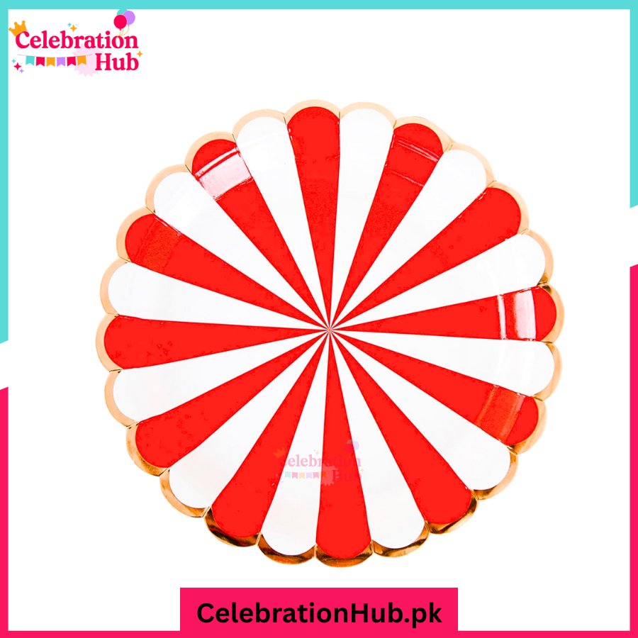7 inches Small Size Strip Design Party Disposable Paper Plates For Candyland Party Event Decoration & Celebration