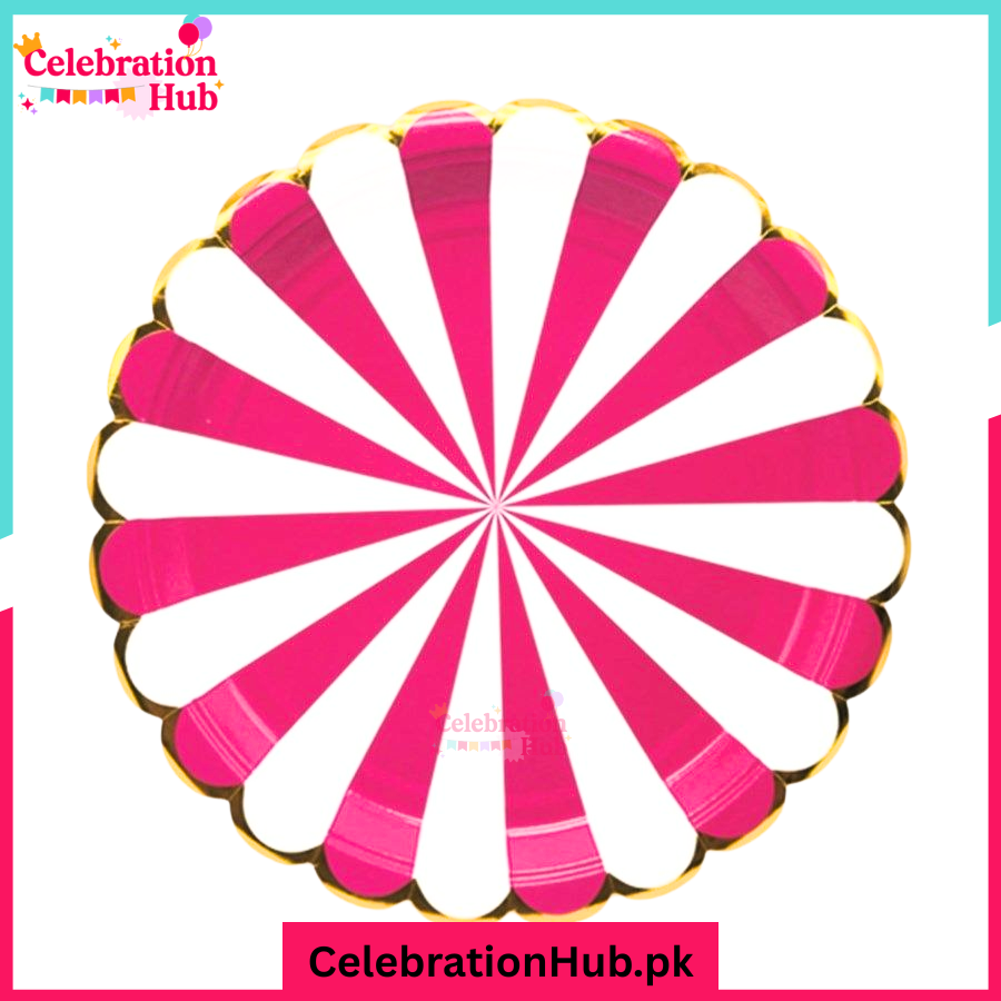 7 inches Small Size Strip Design Party Disposable Paper Plates For Candyland Party Event Decoration & Celebration