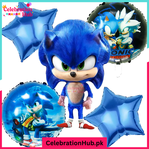Sonic the Hedgehog Movie Foil Balloon Set – 5 Pieces – Party Decoration for Kids