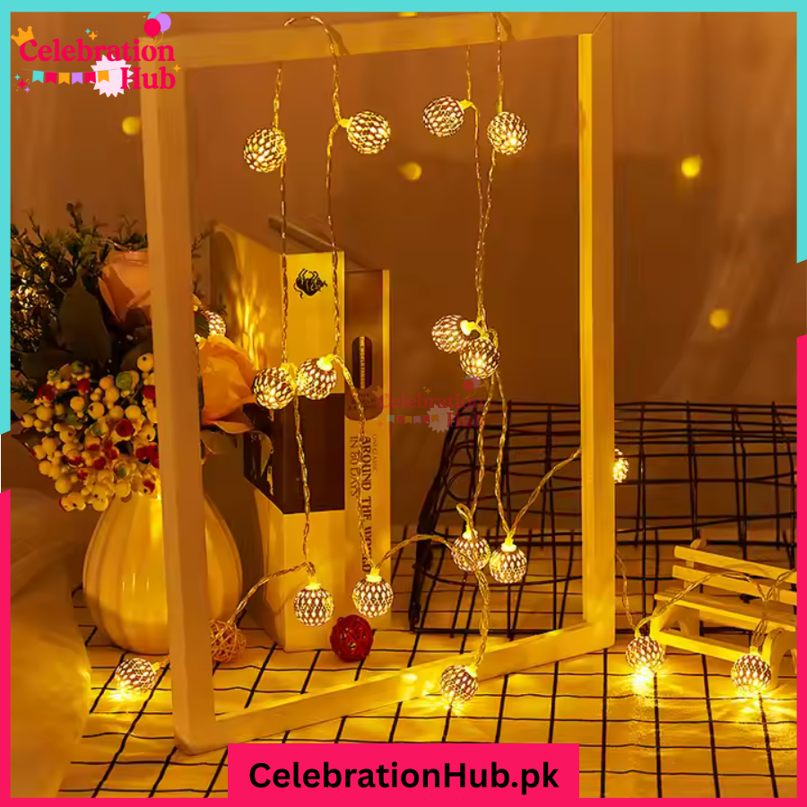 20 Feet Plug Operated Metallic Ball Fairy Lights