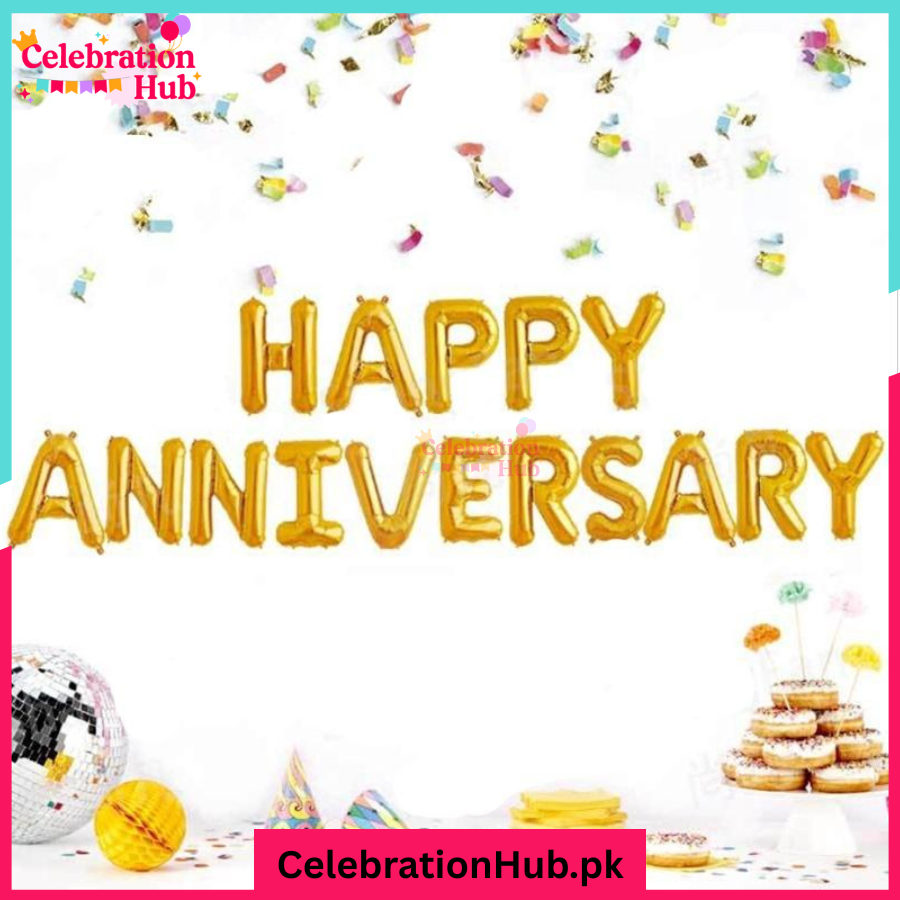 Happy Anniversary 16-Inch Gold Foil Balloon Set