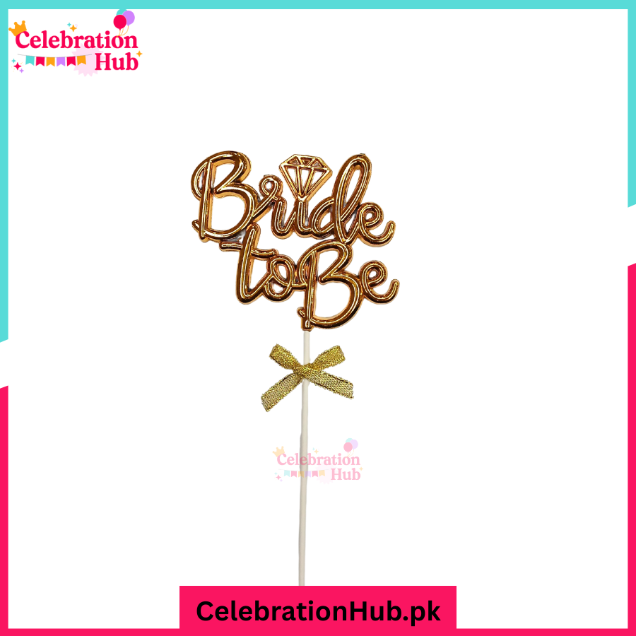 "Bride to Be" Cake Topper with Bow – Bachelorette Party Decoration