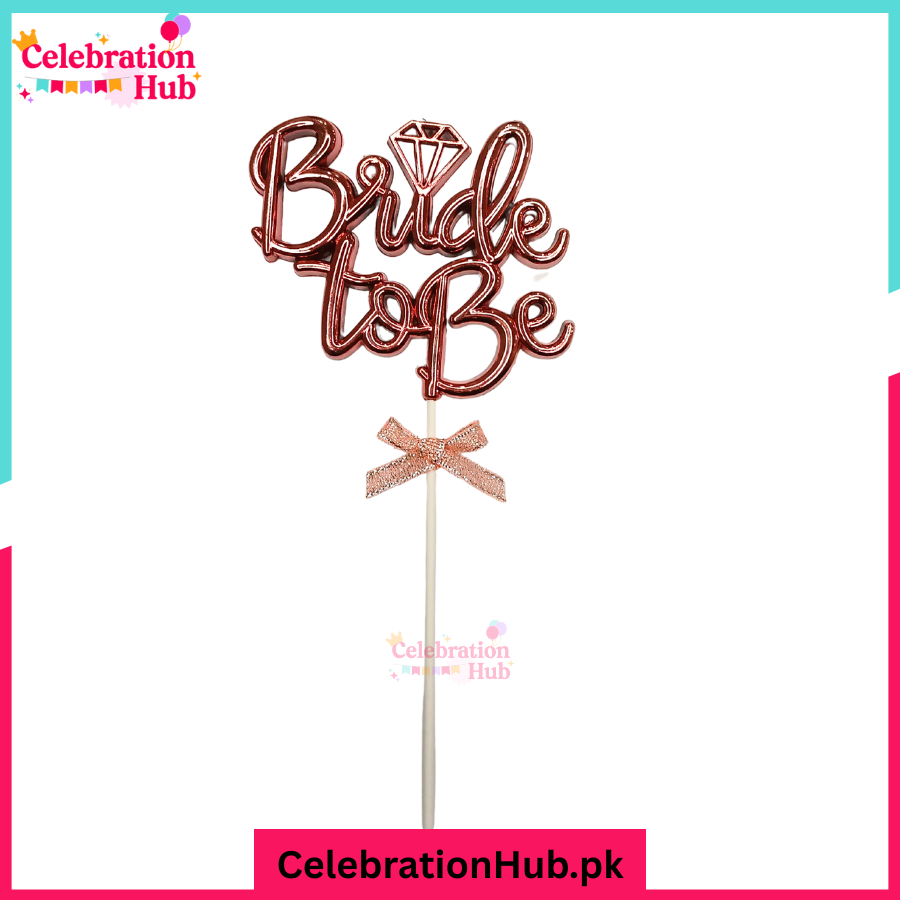 "Bride to Be" Cake Topper with Bow – Bachelorette Party Decoration