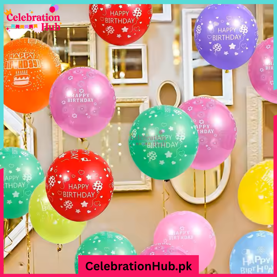 10 Inch Happy Birthday Balloons โ Pack of 25 Multicolor Latex Party Balloons