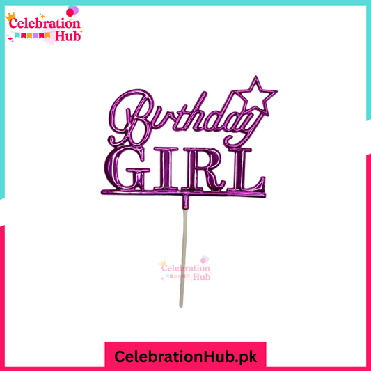 Birthday Girl Cake Topper with Star – Party Decoration for Girls