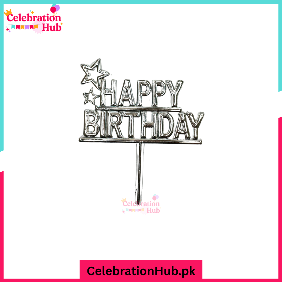 Happy Birthday Cake Topper  – Stylish Party Cake Decoration