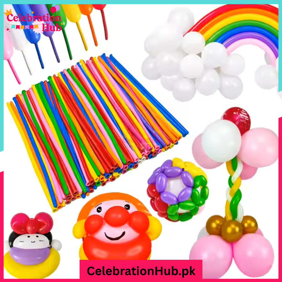 25 Pcs Long Twisting Balloons with Balloon Pump – Multicolor Balloon Set for Party & Balloon Art