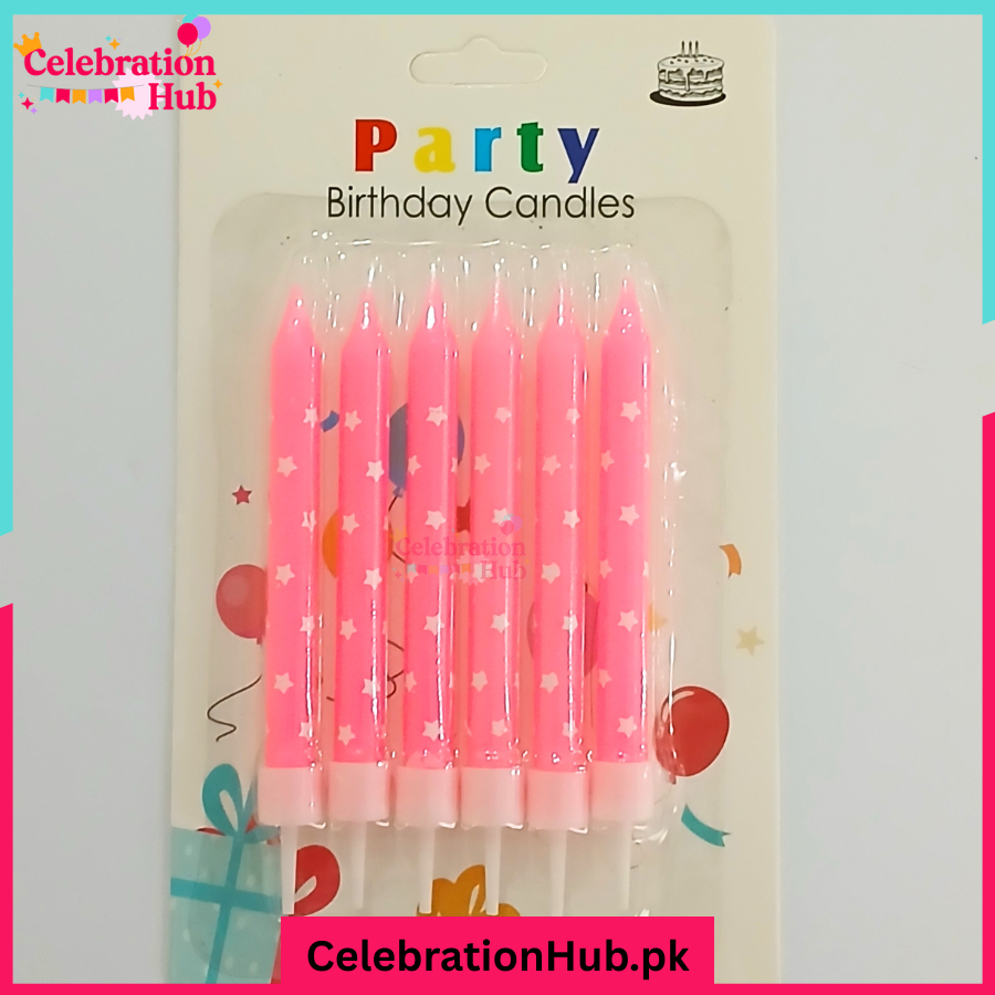 Pink/Blue Birthday Candles –Tall Decorative Cake Candles Pack of 6