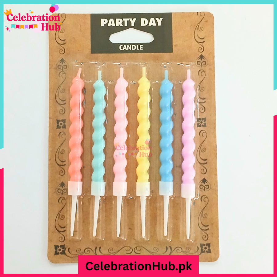 6 Pcs/Set Twisted Spiral Birthday Cake Candles – Multicolor Pastel Party Candles for Birthdays & Celebrations
