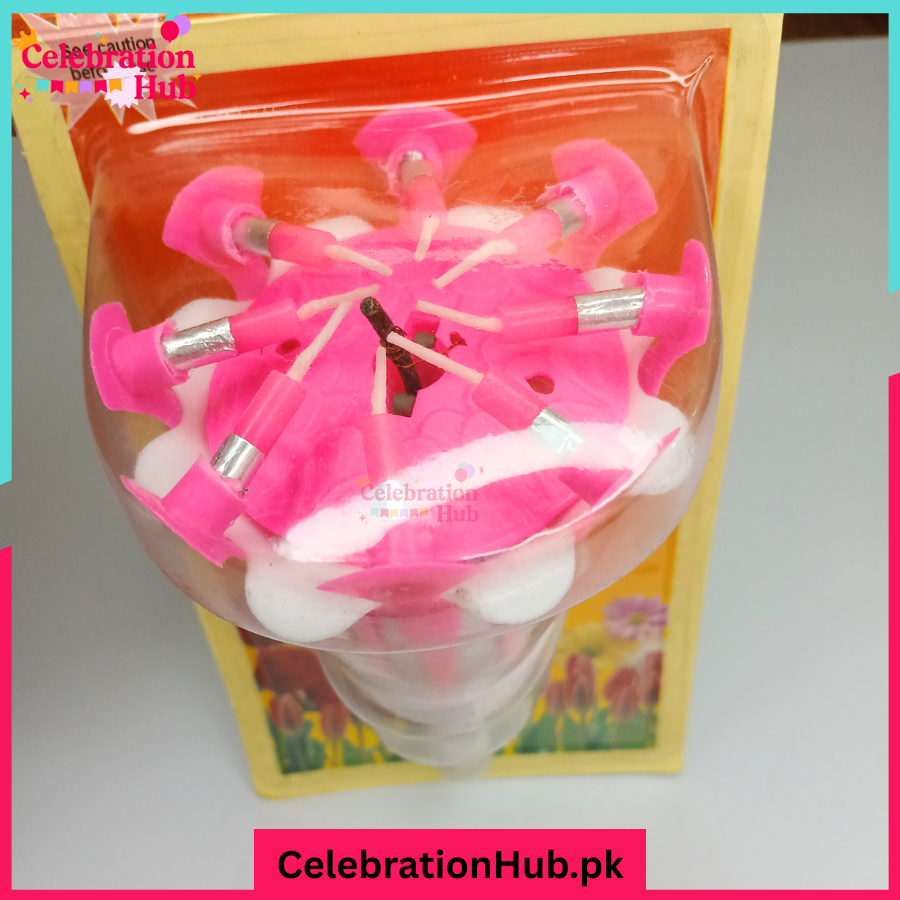 Pink Flower Musical Birthday Candle – Singing Cake Topper