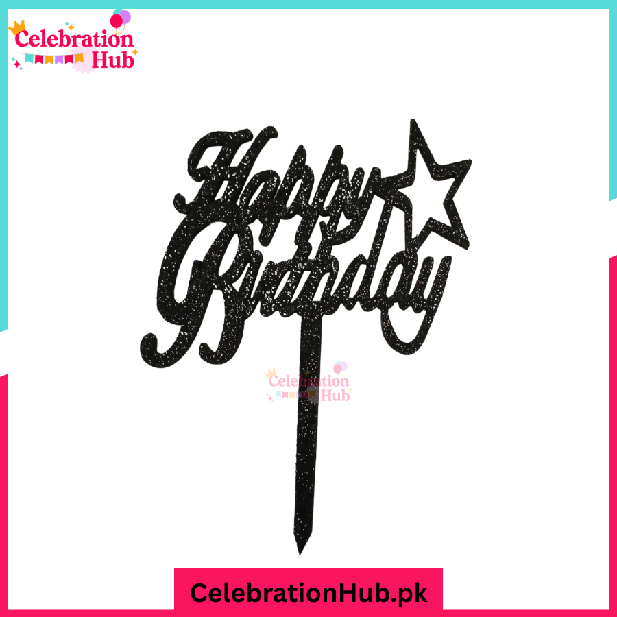 Happy Birthday Glitter Cake Topper – Party Decoration - D1