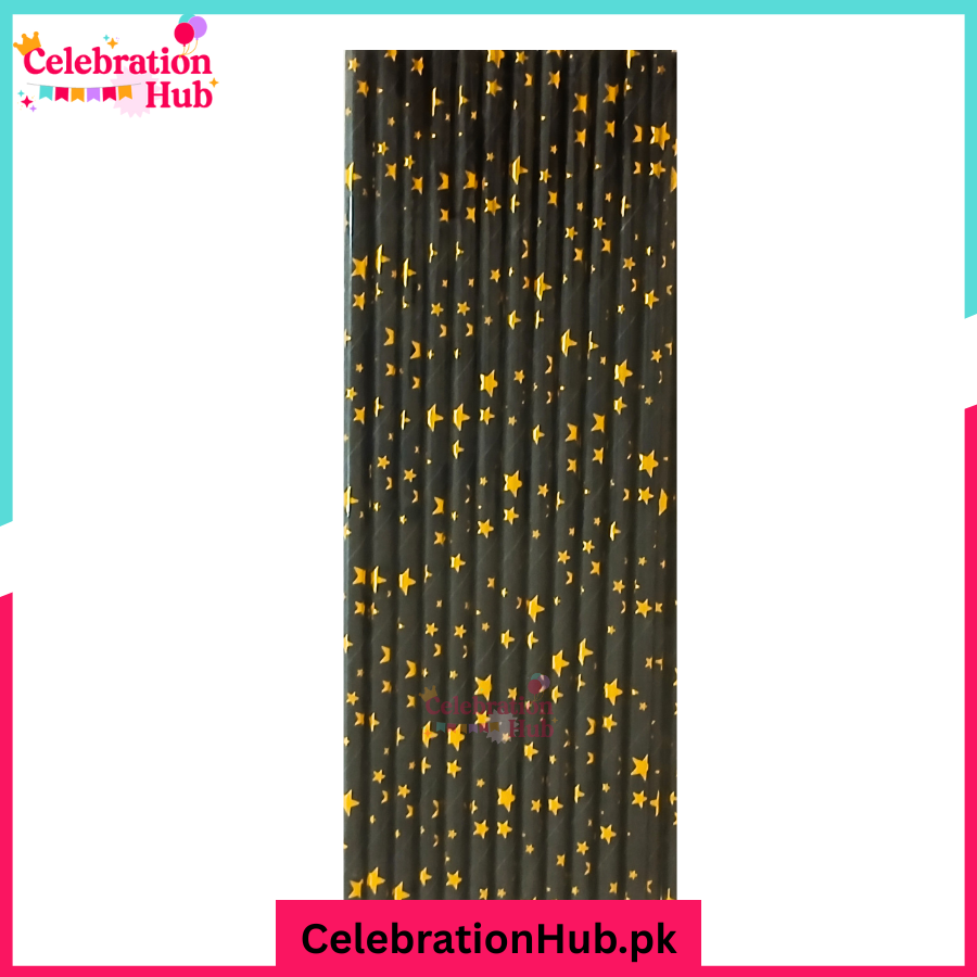 Pack of 10 Decorative Straws - Available in Black, Red, Pink, and Blue