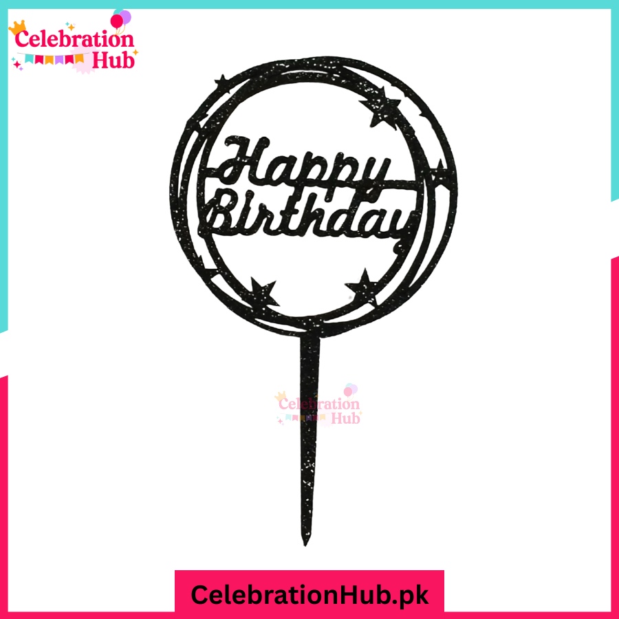 Happy Birthday Glitter Cake Topper – Party Decoration - D5