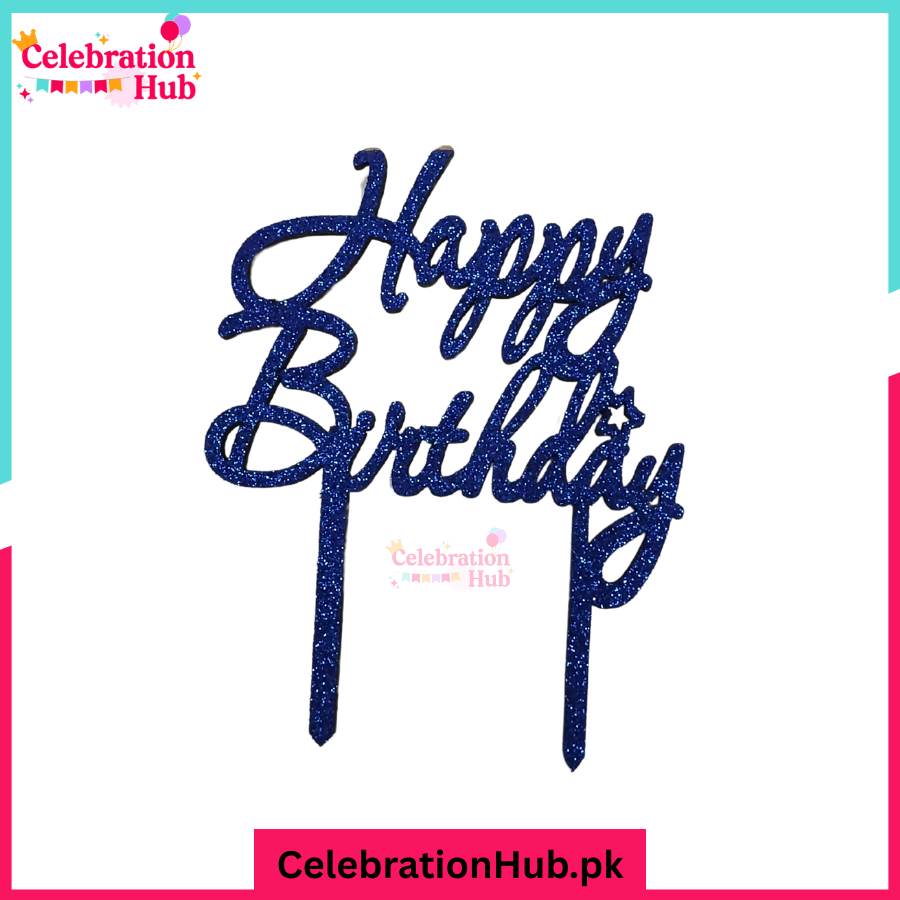 Happy Birthday Glitter Cake Topper – Party Decoration - D2