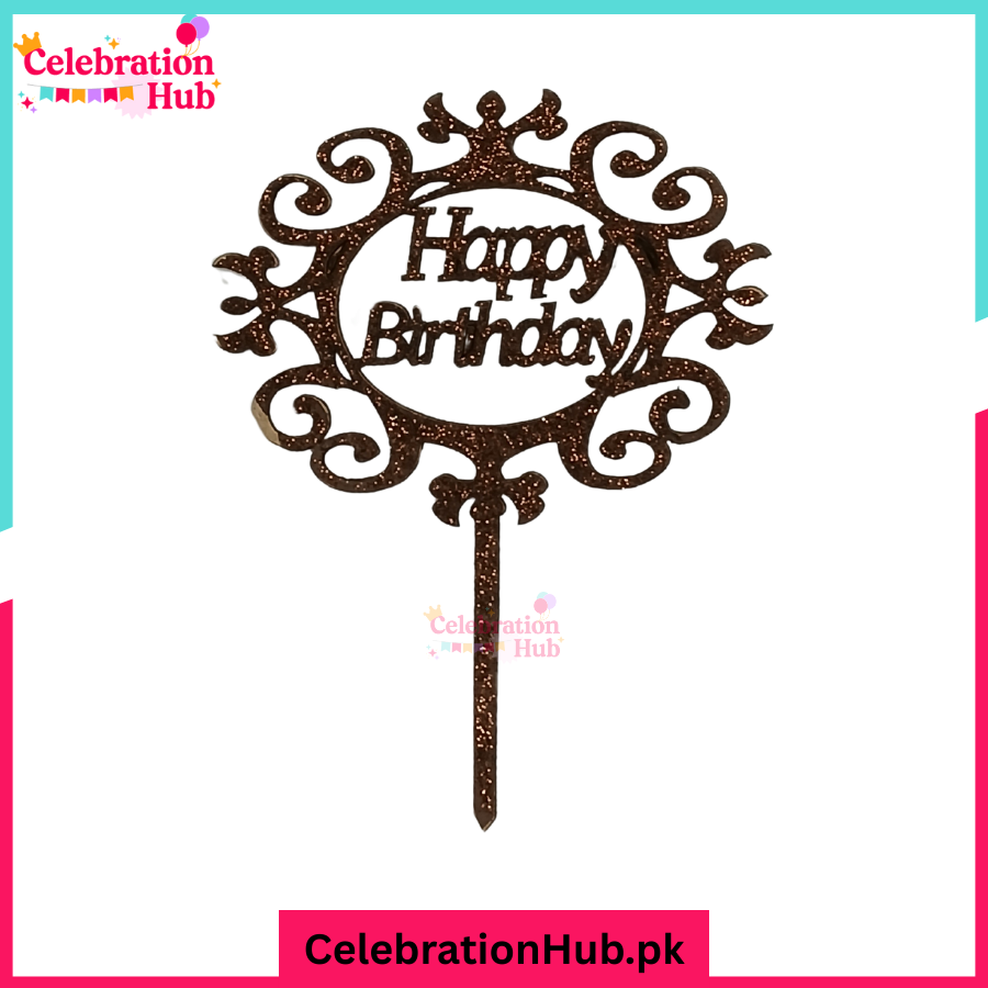 Happy Birthday Glitter Cake Topper – Party Decoration - D6