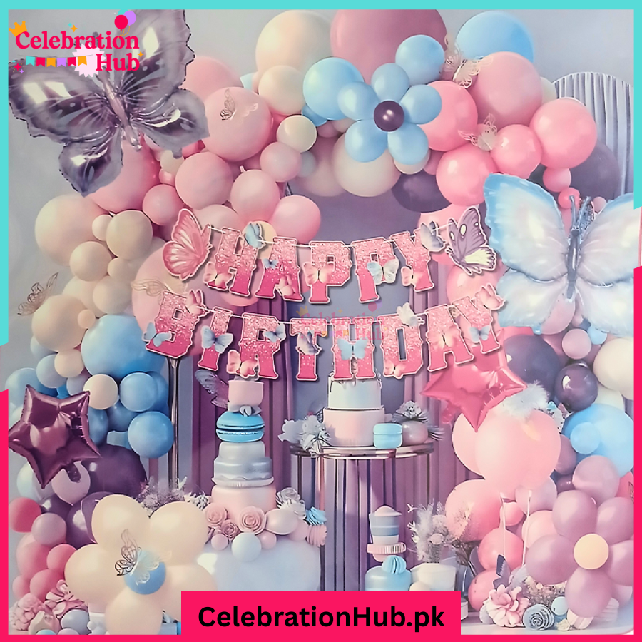 Happy Birthday Butterfly Theme Set for Theme Birthday Party Decoration & Celebration