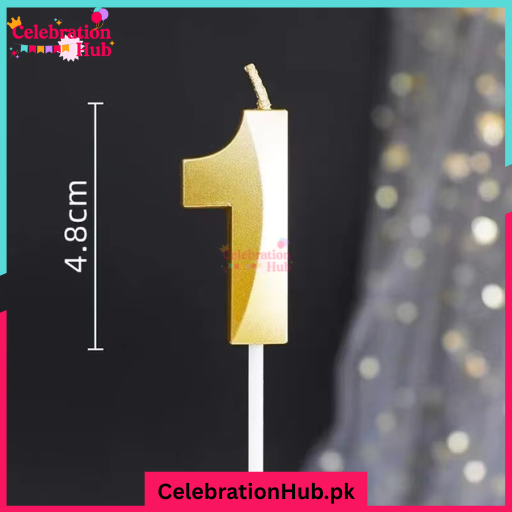 3D Number Candles Golden for Birthday, Anniversary Cake Decoration and Celebration