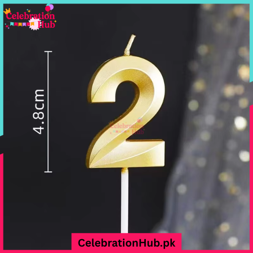 3D Number Candles Golden for Birthday, Anniversary Cake Decoration and Celebration