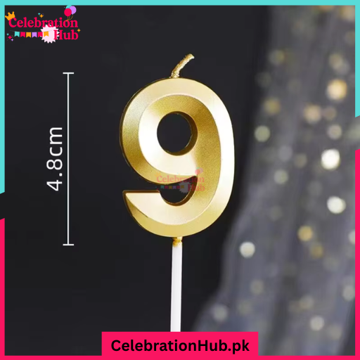 3D Number Candles Golden for Birthday, Anniversary Cake Decoration and Celebration