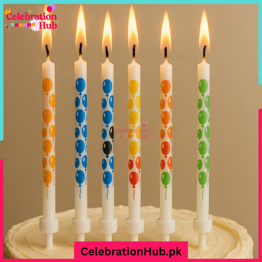 Pack of 6 – Colorful Balloon Party Candles