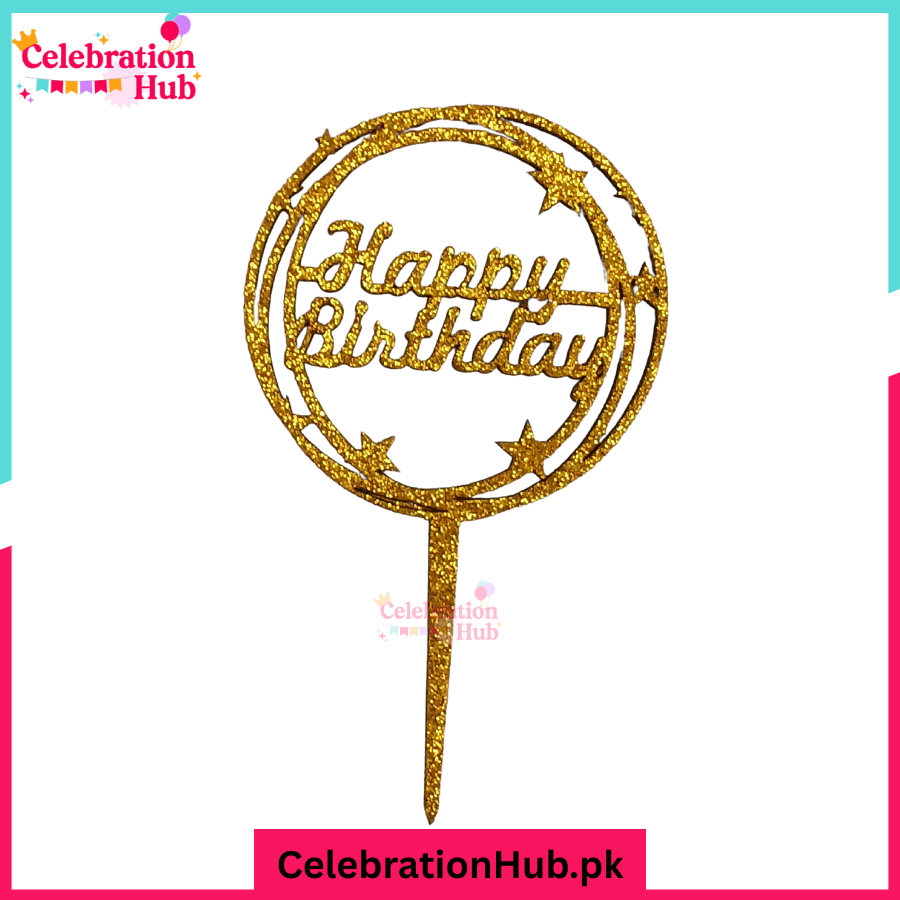 Happy Birthday Glitter Cake Topper – Party Decoration - D5
