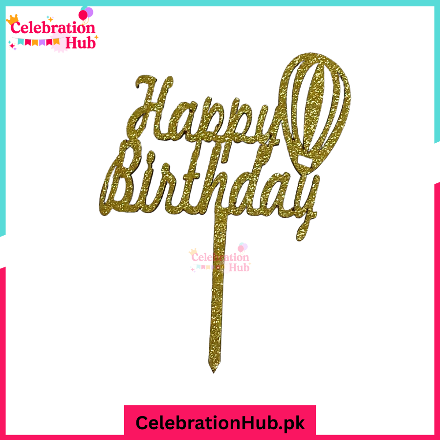 Happy Birthday Glitter Cake Topper – Party Decoration - D4