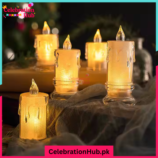 Crystal LED Fancy Base Candle Warm Light for Birthday Party Candle Light Dinner Decoration