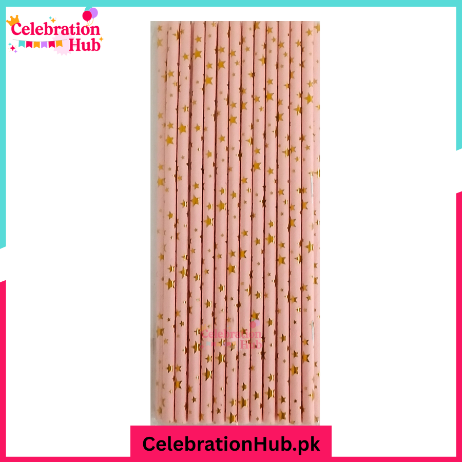 Pack of 10 Decorative Straws - Available in Black, Red, Pink, and Blue