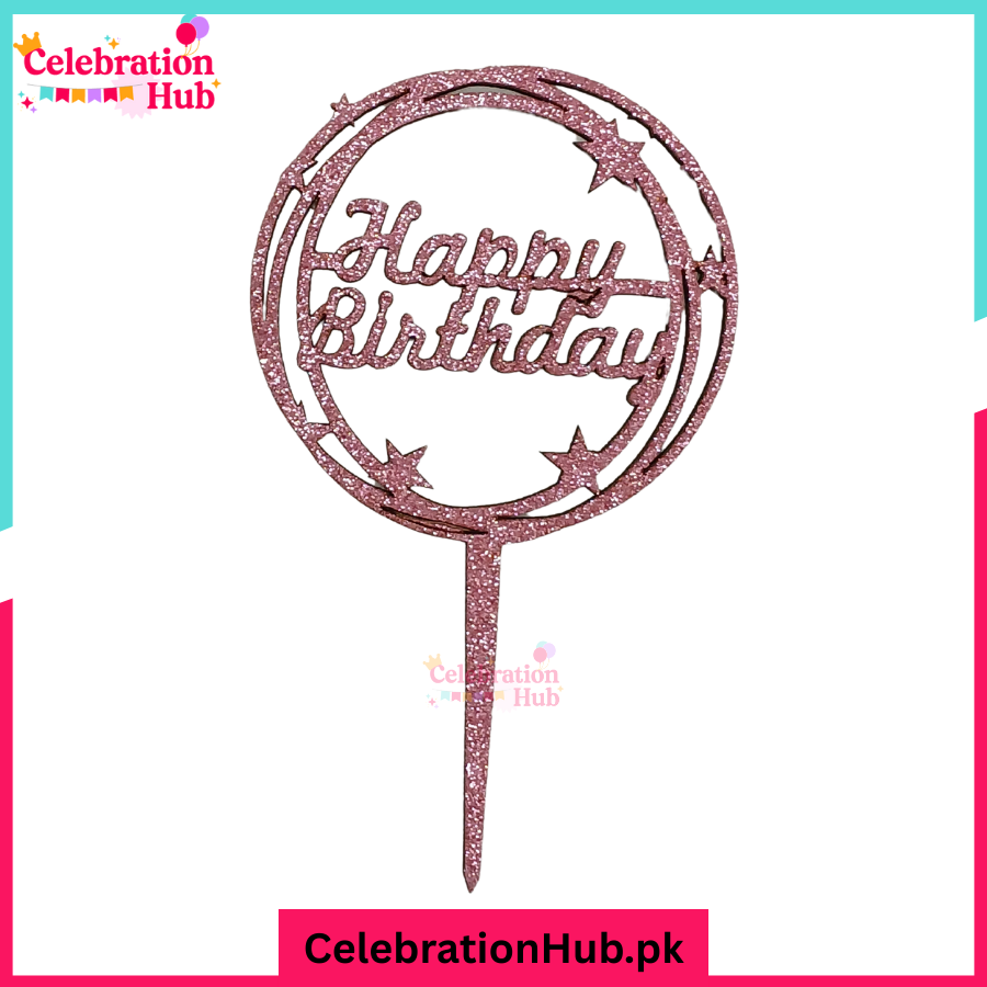 Happy Birthday Glitter Cake Topper – Party Decoration - D5