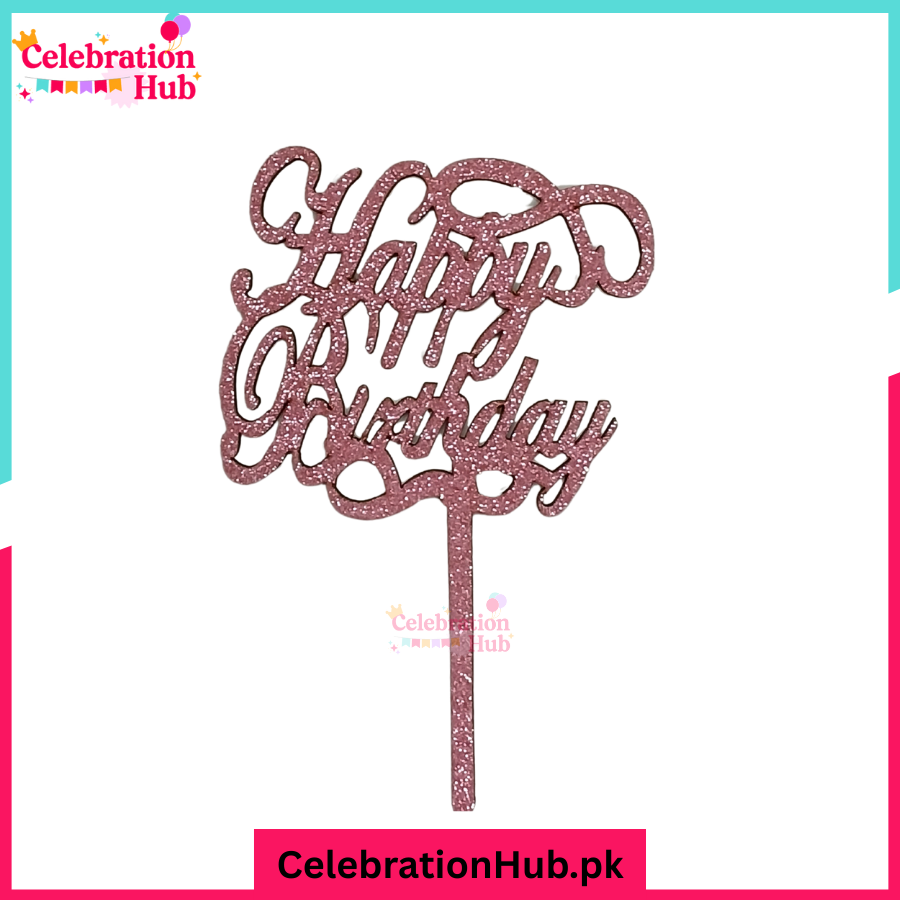 Happy Birthday Glitter Cake Topper – Party Decoration - D3