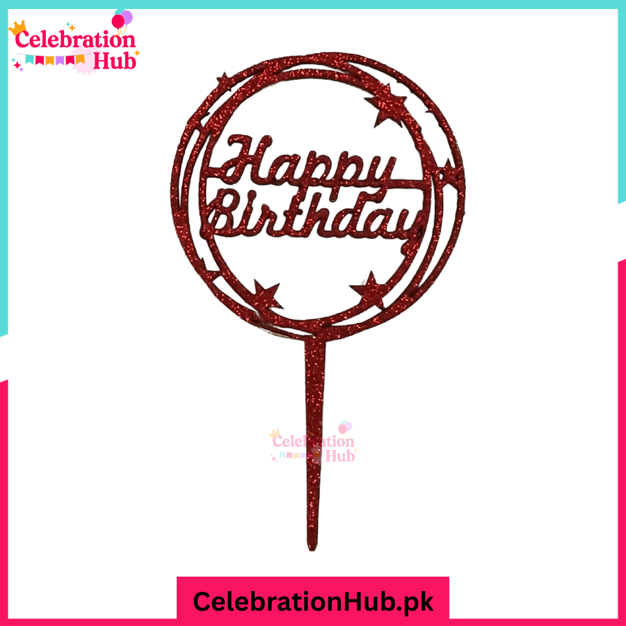 Happy Birthday Glitter Cake Topper – Party Decoration - D5