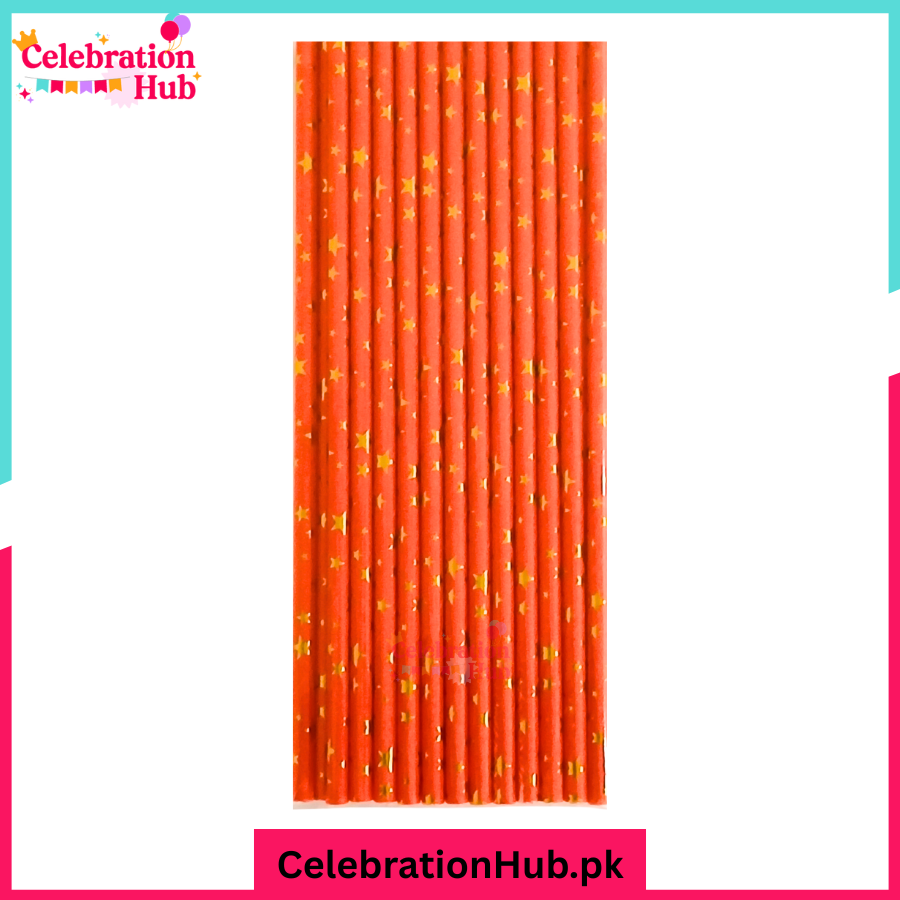 Pack of 10 Decorative Straws - Available in Black, Red, Pink, and Blue
