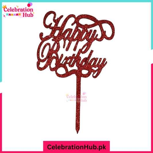 Happy Birthday Glitter Cake Topper – Party Decoration - D3