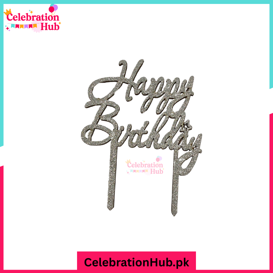 Happy Birthday Glitter Cake Topper – Party Decoration - D2