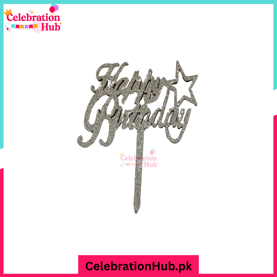 Happy Birthday Glitter Cake Topper – Party Decoration - D1