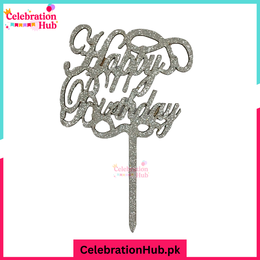 Happy Birthday Glitter Cake Topper – Party Decoration - D3