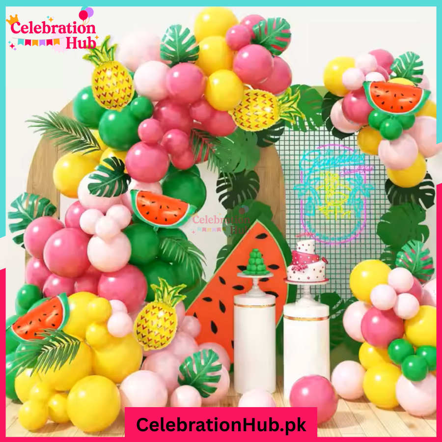 Tropical Fruit Balloon Garland Party Decoration Set – 80 Pcs – Watermelon & Pineapple Theme for Summer or Kids' Birthday