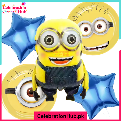 Minion Foil Balloon Set – 5 Pieces - Fun Decor for Kids’ Birthday Parties