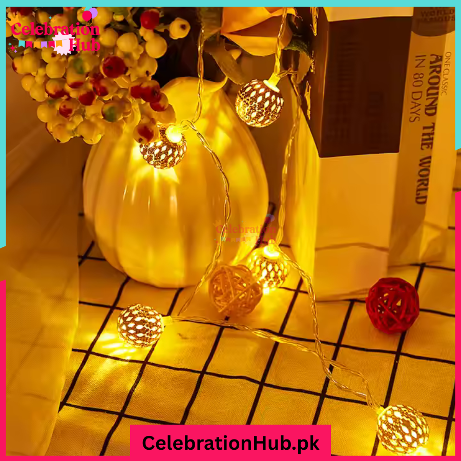 20 Feet Plug Operated Metallic Ball Fairy Lights