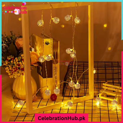 20 Feet Plug Operated Metallic Ball Fairy Lights