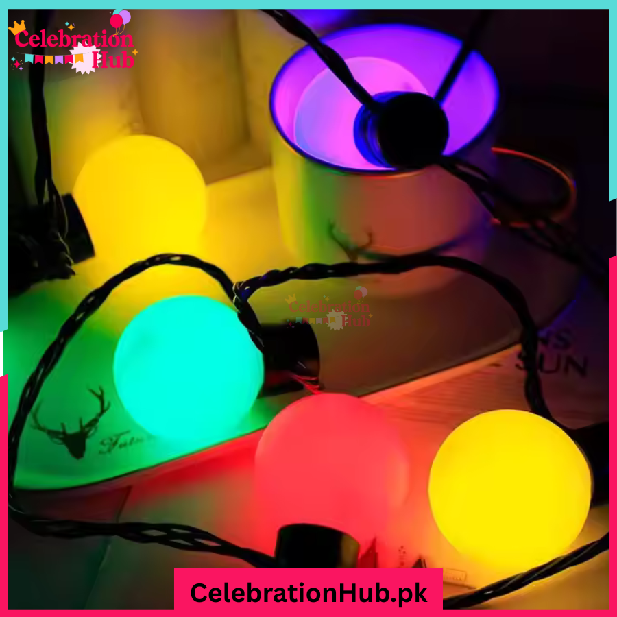 Multicolor Blinking LED Ball Fairy Lights – 36 Balls, 30 Feet Decorative String