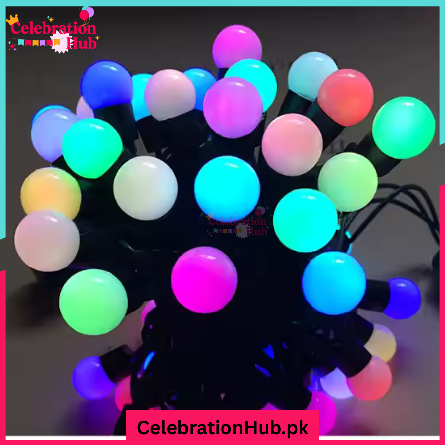 Multicolor Blinking LED Ball Fairy Lights – 36 Balls, 30 Feet Decorative String