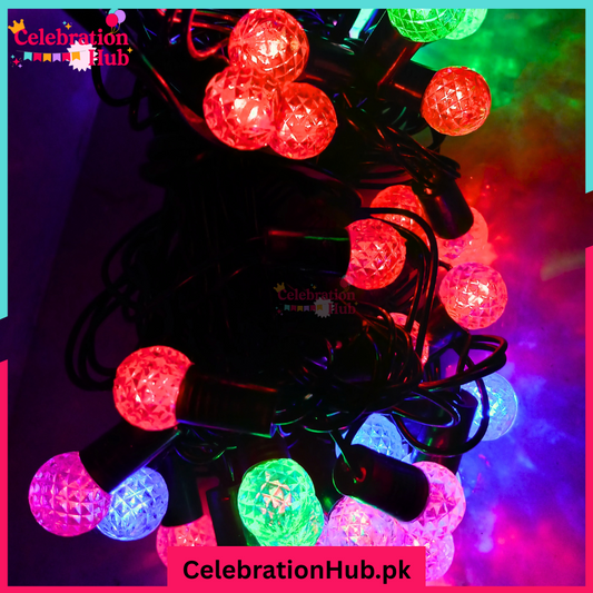 30 Feet Multicolor Blinking Ball Fairy Lights – Plug Operated, 40 LED Balls