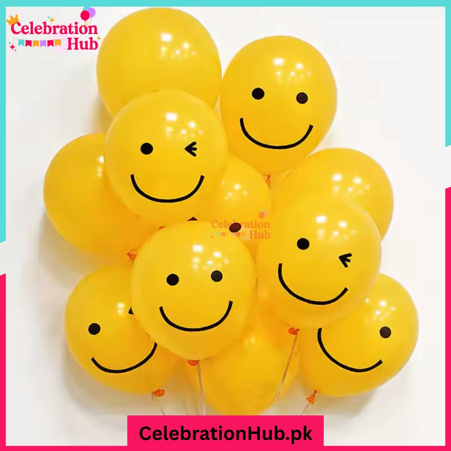 10-Inch Yellow Smiley Face Balloons – Pack of Cheerful Party Decorations - Pack of 25 balloons