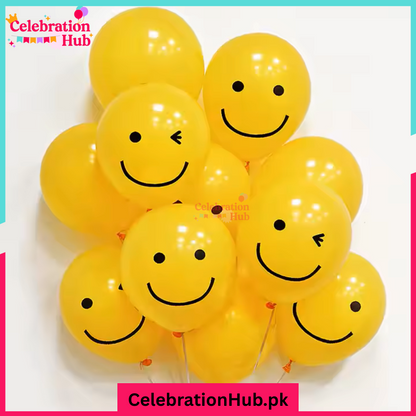 10-Inch Yellow Smiley Face Balloons – Pack of Cheerful Party Decorations - Pack of 25 balloons
