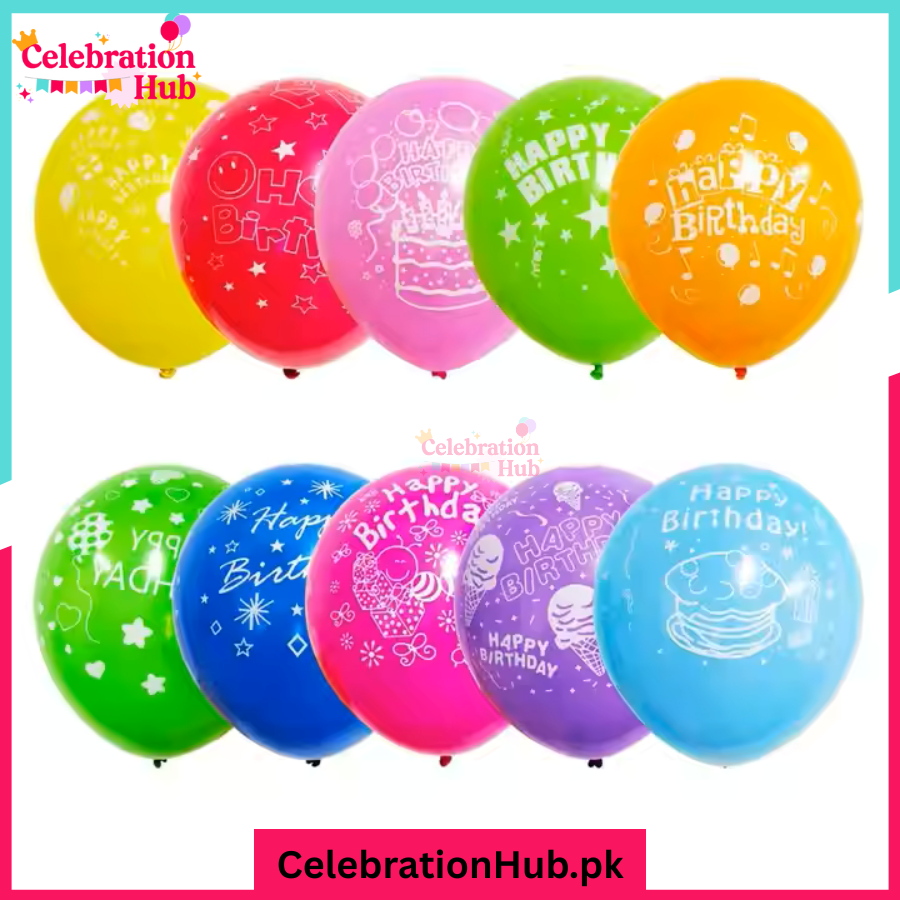 10 Inch Happy Birthday Balloons – Pack of 25 Multicolor Latex Party Balloons