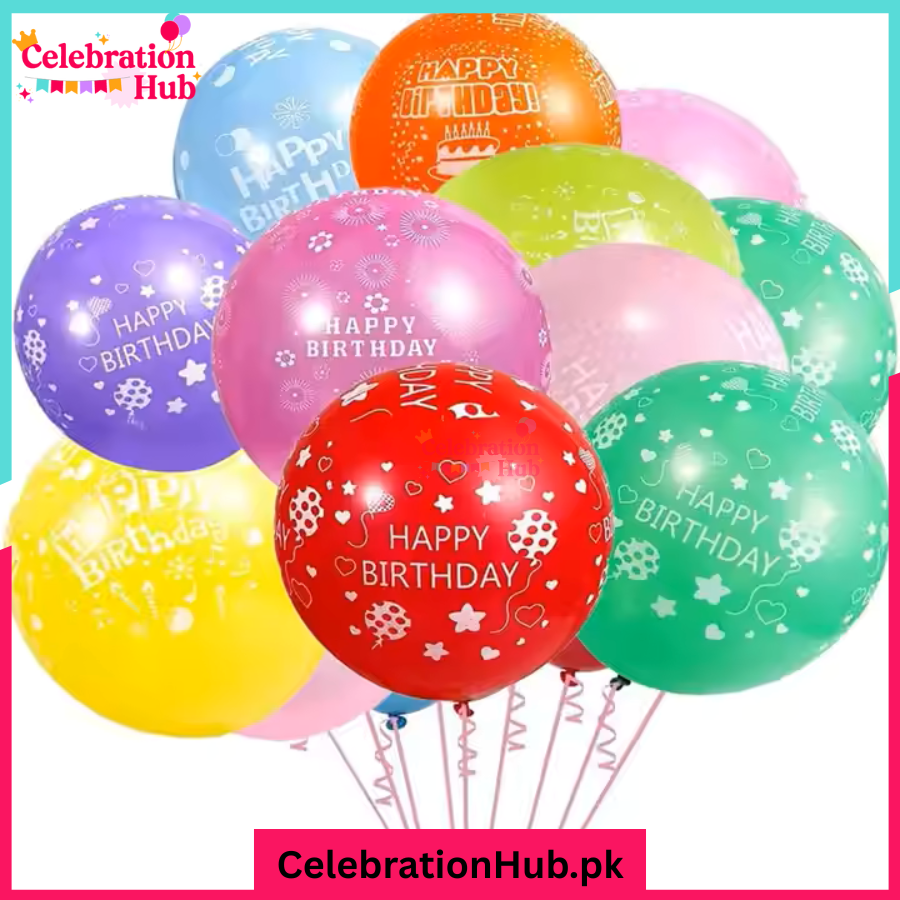 10 Inch Happy Birthday Balloons – Pack of 25 Multicolor Latex Party Balloons