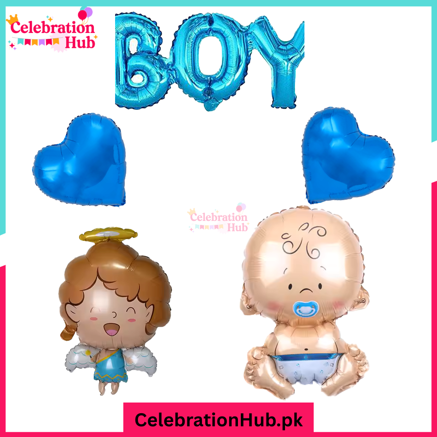 Baby Boy Foil Balloon Set – 17-Piece Blue Themed Decorations for Baby Shower & Gender Reveal