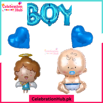 Baby Boy Foil Balloon Set – 17-Piece Blue Themed Decorations for Baby Shower & Gender Reveal